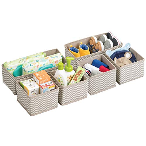 mDesign Cajas almacenaje juego de 6 – Cajas almacenaje ropa, toallas, sábanas – Ideales cajas organizadoras para un orden óptimo – Color: topo/natural
