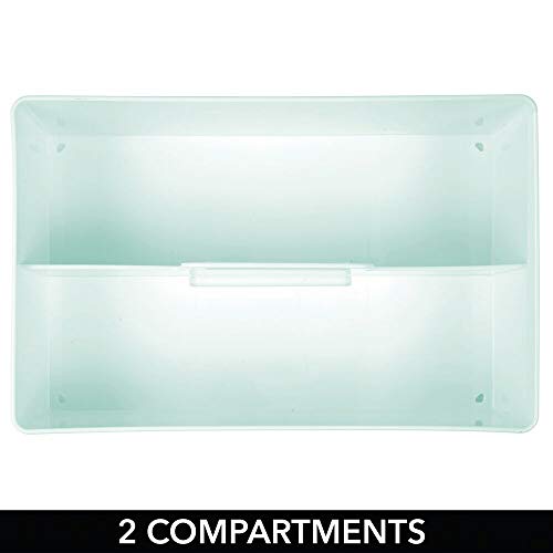 mDesign Cesta organizadora con 2 Compartimentos para el baño – Caja con asa para cosméticos, Maquillaje o Esmalte – Organizador de Maquillaje portátil de plástico – Verde Menta
