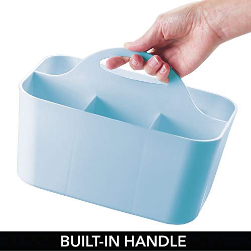 mDesign Cesta organizadora para el Cuarto del bebé con asa – Práctico Organizador de Juguetes con 4 Compartimentos – Apto también como cesto Organizador para Otras Habitaciones – Azul Claro