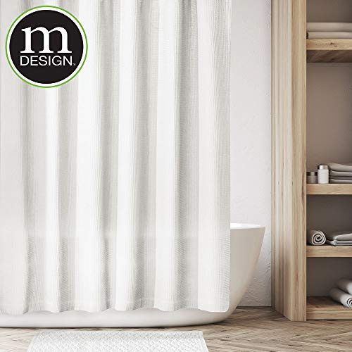 mDesign Cortina de ducha de lujo – Cortina de baño suave con diseño de barquillo – Accesorio para ducha de cuidado fácil – blanco