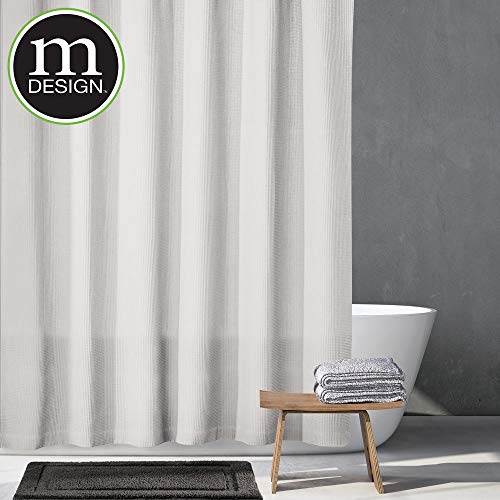 mDesign Cortina de ducha de lujo – Cortina de baño suave con diseño de barquillo – Accesorio para ducha de cuidado fácil – gris claro