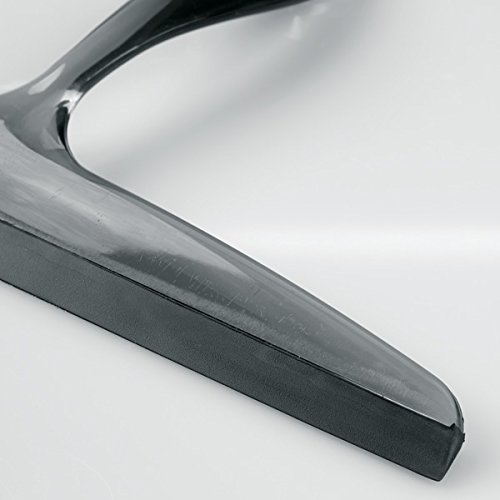 mDesign Limpiacristales para ducha negro - Óptimo como limpiavidrios para gabinetes de ducha o ventanas - Rasqueta limpia vidrios de plástico resistente (30,5 cm) - con ventosa para fijación a pared