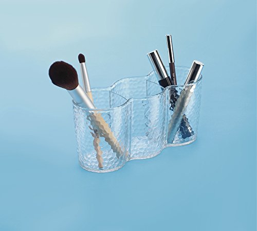 mDesign - Trio-organizador de cosméticos, para el gabinete del tocador; organiza aplicadores de maquillaje, productos de belleza - Claro