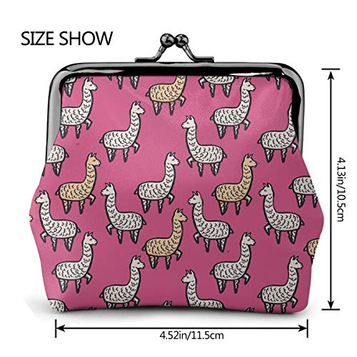 Me Llamo Llama monedero de cuero cambio monedero beso cierre mini cosméticos maquillaje bolsas para mujeres y niñas