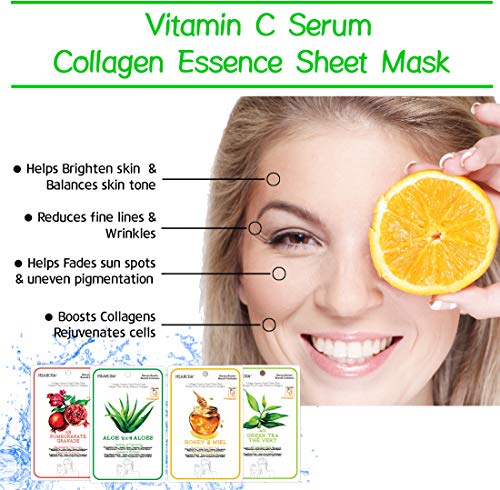MEAROSA Esencia de colágeno lámina de máscara anti envejecimiento Crema hidratante producto de cuidado de la piel PremiunQuality (paquete colágeno Variety)