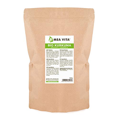 Meavita Cúrcuma Orgánica, Molida, 1 Paquete (1X 1000 g) Polvo De Raíz De Cúrcuma, 1000 g