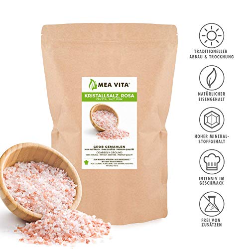 Meavita Sal De Cristal, Conocida Como Sal Del Himalaya, Tamaño De Grano Grueso 2 - 5 Mm 1000 g