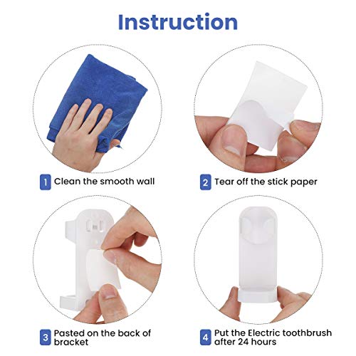 MECO ELEVERDE (2PCS Soporte de Cepillo de Dientes Eléctrico Pegado Infantil/Adulto Colgador Adhesivo montado en Pared Soporte de Baño Estante Plástico de Almacenamiento de Cepillos de Dientes