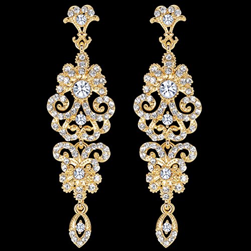 Mecresh Mujeres Rhinestone Chandelier Wedding Nupcial Cuelga los pendientes Regalo del partido para el vestido de boda B