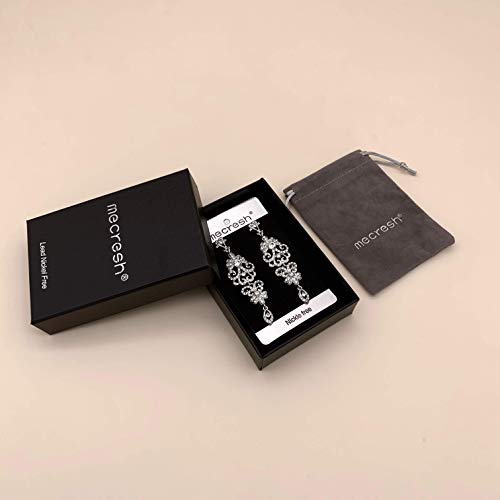 Mecresh Mujeres Rhinestone Chandelier Wedding Nupcial Cuelga los pendientes Regalo del partido para el vestido de boda B