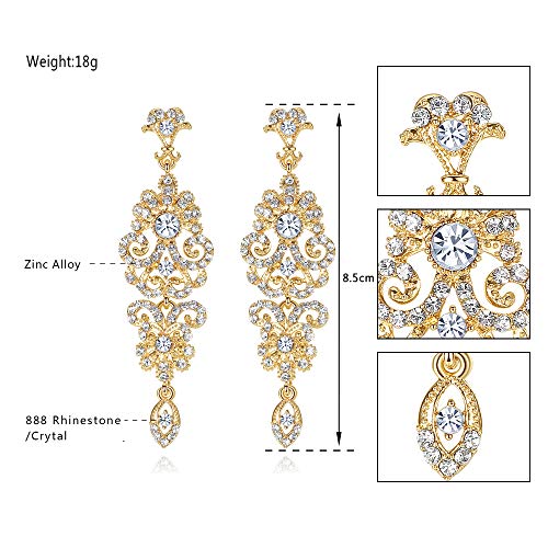 Mecresh Mujeres Rhinestone Chandelier Wedding Nupcial Cuelga los pendientes Regalo del partido para el vestido de boda B