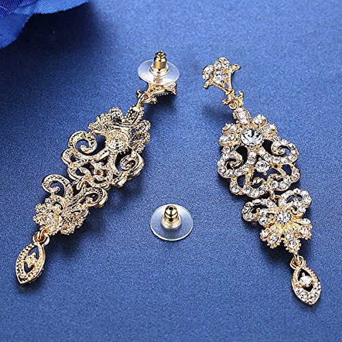 Mecresh Mujeres Rhinestone Chandelier Wedding Nupcial Cuelga los pendientes Regalo del partido para el vestido de boda B