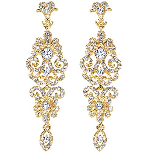Mecresh Mujeres Rhinestone Chandelier Wedding Nupcial Cuelga los pendientes Regalo del partido para el vestido de boda B