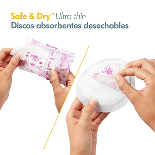 Medela Safe & Dry Ultra Thin - Discos absorbentes desechables, 60 unidades