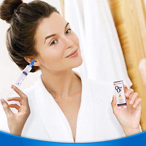 Medi Grade Kit de Jeringuilla para Limpieza de Oídos con Aceite de Oliva y 3x Puntas Suaves para Sacar Cera - Limpiador de Oídos Reutilizable - Limpia Oídos Casero - Mejora la Audición