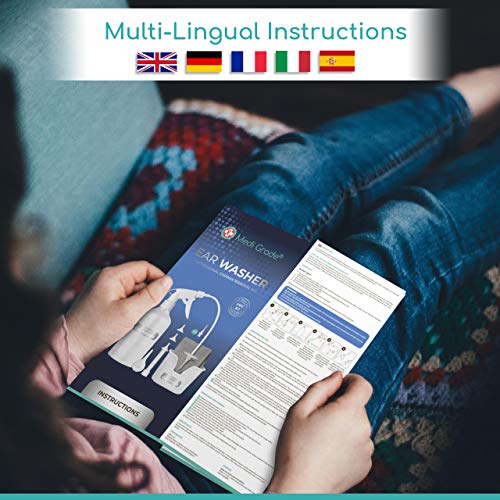 Medi Grade Kit Limpiador de Oídos - Sistema de Jeringa Oídos para Eliminar Cera con 16 en 1 - Bomba Limpia Oídos Segura - Cera Oidos Limpiador Eco-Friendly - Quitar Tapones Oidos