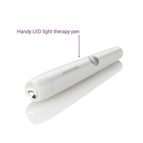 Medisana DC 300 bolígrafo anti-acné, fototerapia para la cara, tratamiento de espinillas, inflamaciones, manchas y puntos negros, 2en1 bolígrafo con luz roja y azul