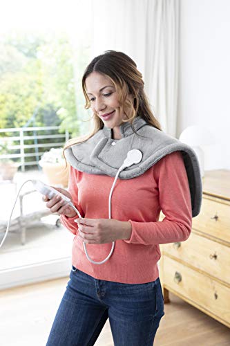 Medisana HP 622 almohadilla de calor para el hombro y el cuello, poncho de calor con 6 ajustes de temperatura, protección contra el sobrecalentamiento, desconexión automática, lavable - Gris