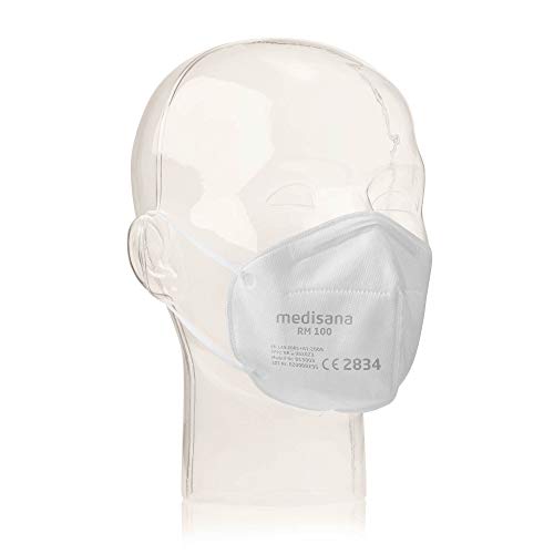 Medisana RM100 FFP2/KN 95 Mascarilla de protección respiratoria, Máscara antipolvo, Máscara antipolvo de 3 capas, Máscara facial 10 piezas empaquetadas individualmente en una bolsa de PE