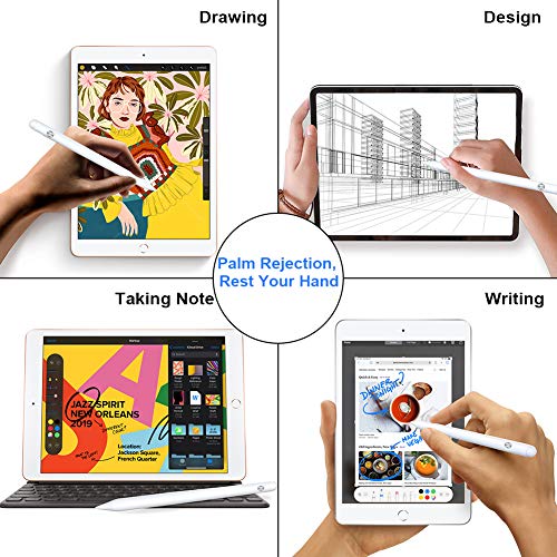 Mees Lápiz táctil para iPad 2018 y 2020 con rechazo de la palma, punta fina de 1 mm, lápiz para iPad de alta precisión para dibujar y escribir