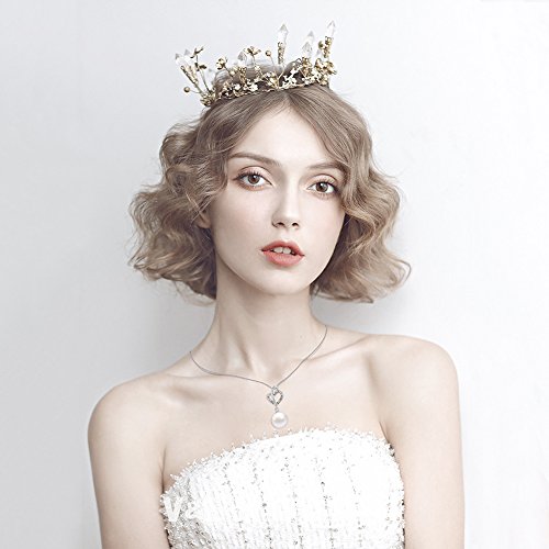 MEGACHIC Collar para Mujer Plata con Agua Dulce Perla Cristales de Swarovski