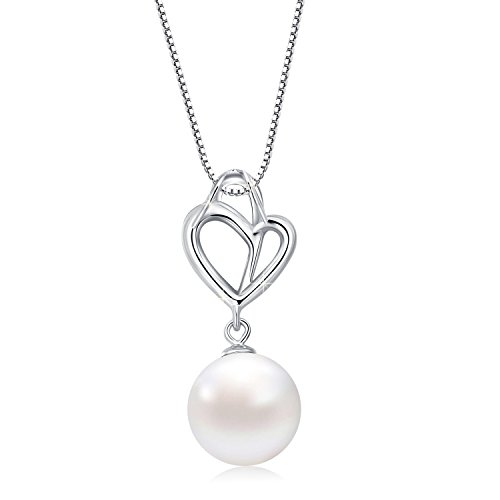 MEGACHIC Collar para Mujer Plata con Agua Dulce Perla Cristales de Swarovski