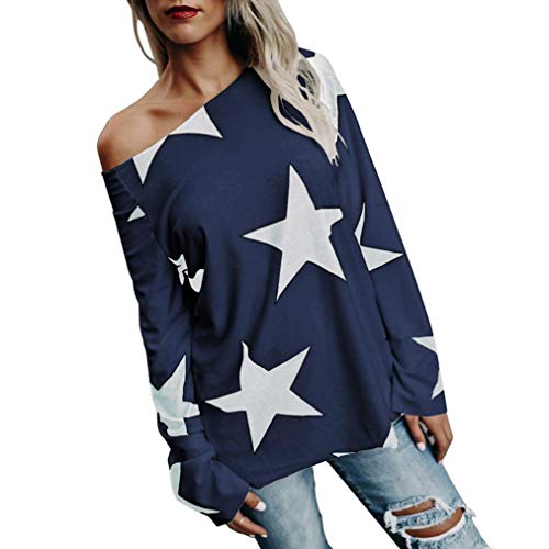 MEIbax 2018 Deportes Moda Mujer Chica Strapless Sudadera Estrella Manga Larga Suelta Recorte su¨¦TER Jersey Tops