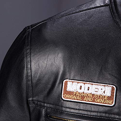 MEIbax Casual Chaqueta de la Motocicleta Biker de Cremallera para Hombre de Manga Larga Moda Slim Elegante Cazadoras Cuero de Hombre Abrigo de Invierno Caliente Chaqueta Capa Gruesa Calor Grueso