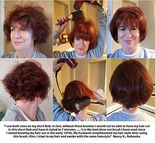 Mejor Cepillo de pelo Redondo con Cerdas naturales de jabalí para secado del cabello, cepillado, alisado-consiga de salón brillo y volumen (4,3 cm)-para pelo de longitud media, pelo ondulado o lacio