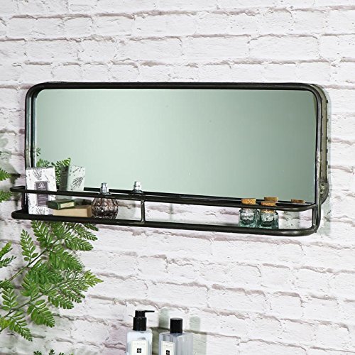 Melody Maison - Espejo con estante (75 x 30 x 12 cm), color gris