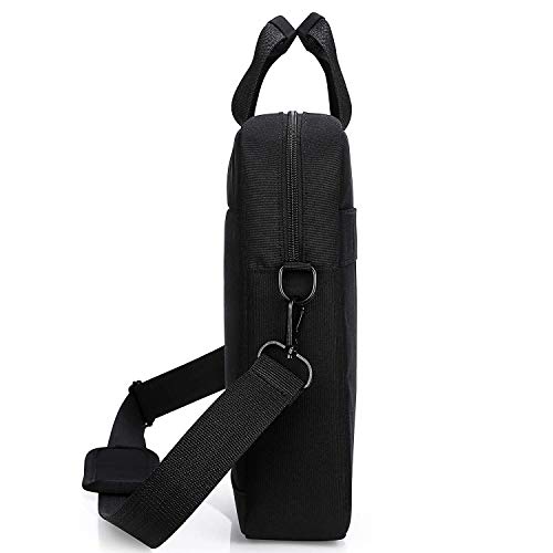 Memoryee 14 & 15.6 Pulgada Negocio Ordenador portátil Mensajero Bolsa de Hombro con Mango Delgado Código Postal Lona Ligero Impermeable Maletín Bolso para Hombres Mujeres Negro 14 Pulgada