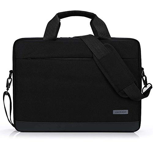 Memoryee 14 & 15.6 Pulgada Negocio Ordenador portátil Mensajero Bolsa de Hombro con Mango Delgado Código Postal Lona Ligero Impermeable Maletín Bolso para Hombres Mujeres Negro 14 Pulgada