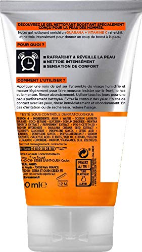 Men Expert Hydra Energetic Gel Limpiador boostant Visage para hombre 100?ml - Paquete de 2