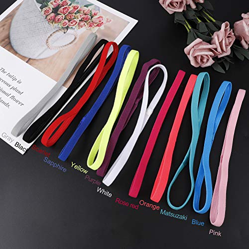 MengH-SHOP Diadema Deportiva Elásticas Deporte Cintas de Pelo Antideslizante para Mujeres Hombres Correr Yoga Golf Multicolor 12 Piezas