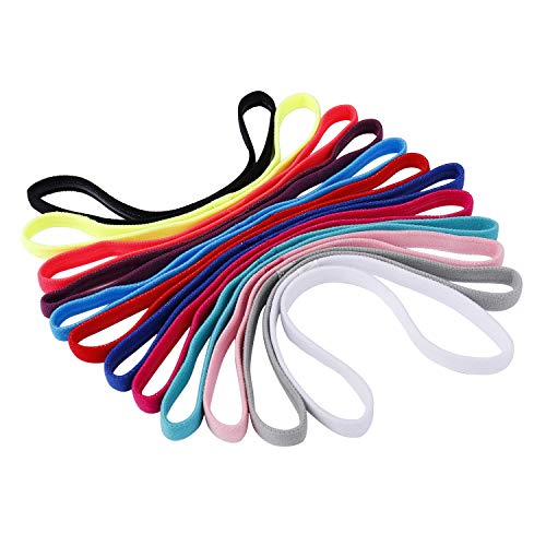 MengH-SHOP Diadema Deportiva Elásticas Deporte Cintas de Pelo Antideslizante para Mujeres Hombres Correr Yoga Golf Multicolor 12 Piezas