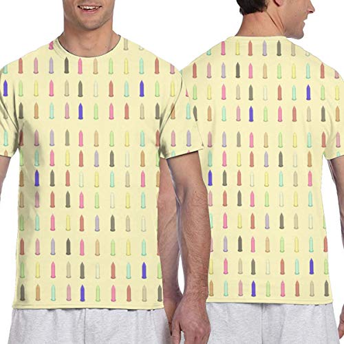 Men's - Camiseta de Manga Corta con Estampado de condones Coloridos de Hip Hop para Hombres, Mujeres