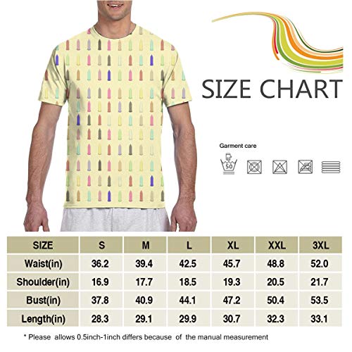Men's - Camiseta de Manga Corta con Estampado de condones Coloridos de Hip Hop para Hombres, Mujeres