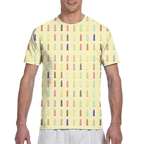 Men's - Camiseta de Manga Corta con Estampado de condones Coloridos de Hip Hop para Hombres, Mujeres