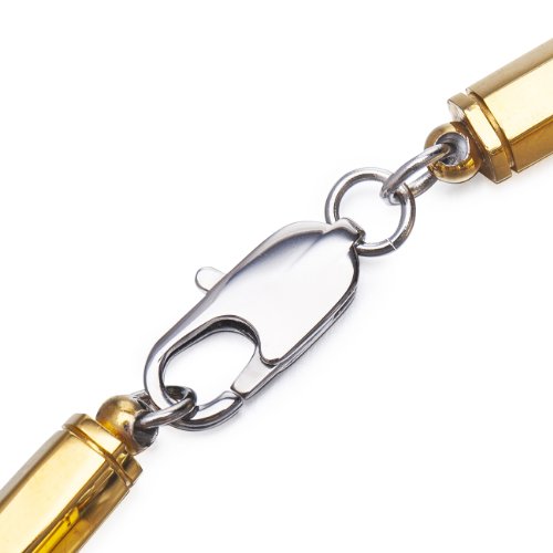 Mens joyas en acero inoxidable sólido de plata y oro, pulsera de eslabones redondos en dos efecto de color. De diseño clásico, Navidad segura Idea de regalo para él. Gran precio para la promoción.