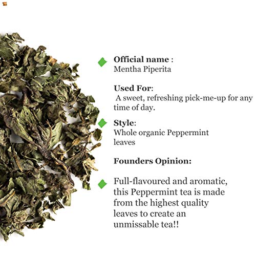 Menta piperita infusión orgánica pura - Dulce y refrescante - Intenso sabor a menta - Mentha piperita - monte yuyo - menta negra o toronjil de menta 100g