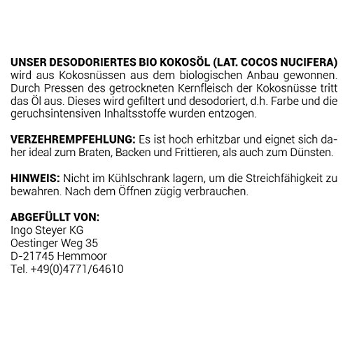 Meracus - Aceite de coco orgánico, sabor neutro (desodorizado) en vaso de plancha, 1 unidad (1 x 1 l)