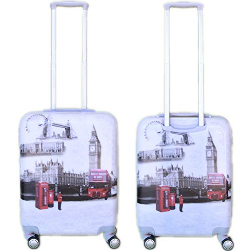 MERCURY TEXTIL-Equipaje de Mano (55cm Super Ligera con 4 Ruedas,con película Protectora Que se Quita,Material Policarbonato) (London 1)