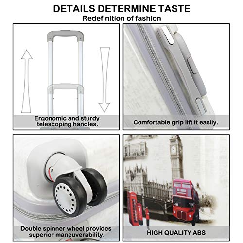 MERCURY TEXTIL-Equipaje de Mano (55cm Super Ligera con 4 Ruedas,con película Protectora Que se Quita,Material Policarbonato) (London 1)
