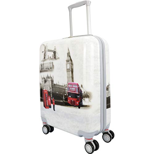 MERCURY TEXTIL-Equipaje de Mano (55cm Super Ligera con 4 Ruedas,con película Protectora Que se Quita,Material Policarbonato) (London 1)