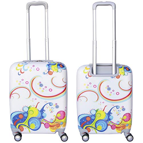 MERCURY TEXTIL-Equipaje de Mano (55cm Super Ligera con 4 Ruedas,con película Protectora Que se Quita,Material Policarbonato) (Multicolor)