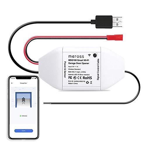 Meross Abridor de Puertas de Garaje Inteligente Wi-Fi, Controlador, Compatible con Google Asistente y SmartThings, MSG100.Color Blanco.