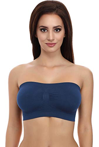 Merry Style Bandeau Top Deportivo Bra Sin Tirantes Ropa Verano Mujer 06 161(Azul Oscuro, L/XL)
