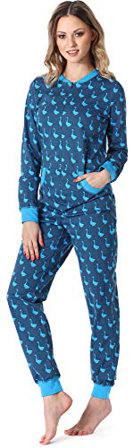 Merry Style Pijama Entero Una Pieza Ropa de Cama Mujer MS10-175 (Azul Ganso, L)
