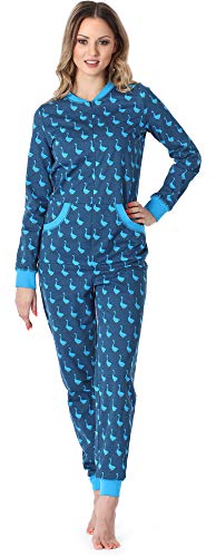 Merry Style Pijama Entero Una Pieza Ropa de Cama Mujer MS10-175 (Azul Ganso, L)