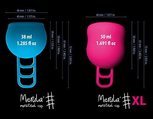 Merula Cup mermaid (azul) - Tamaño único copa menstrual de silicona de grado médico